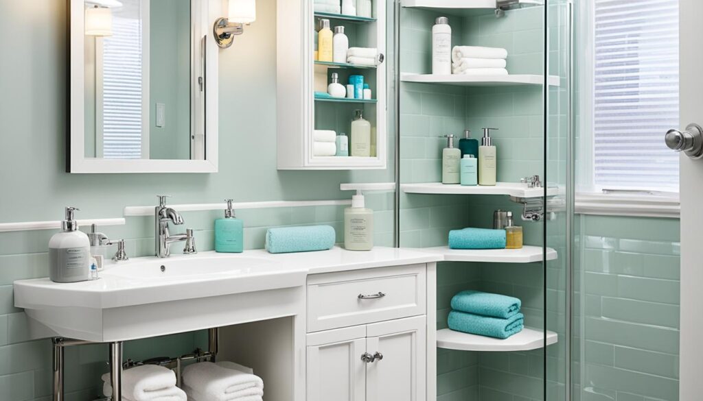 decluttering and organizing small bathroom